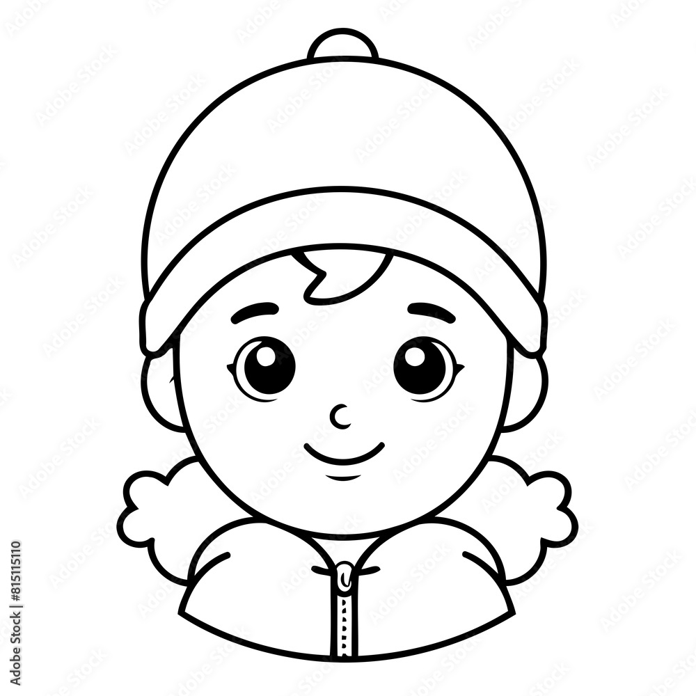 Vector illustration of a cute WinterCap drawing for kids colouring activity Vector illustration of a cute WinterCap drawing for kids colouring activity
