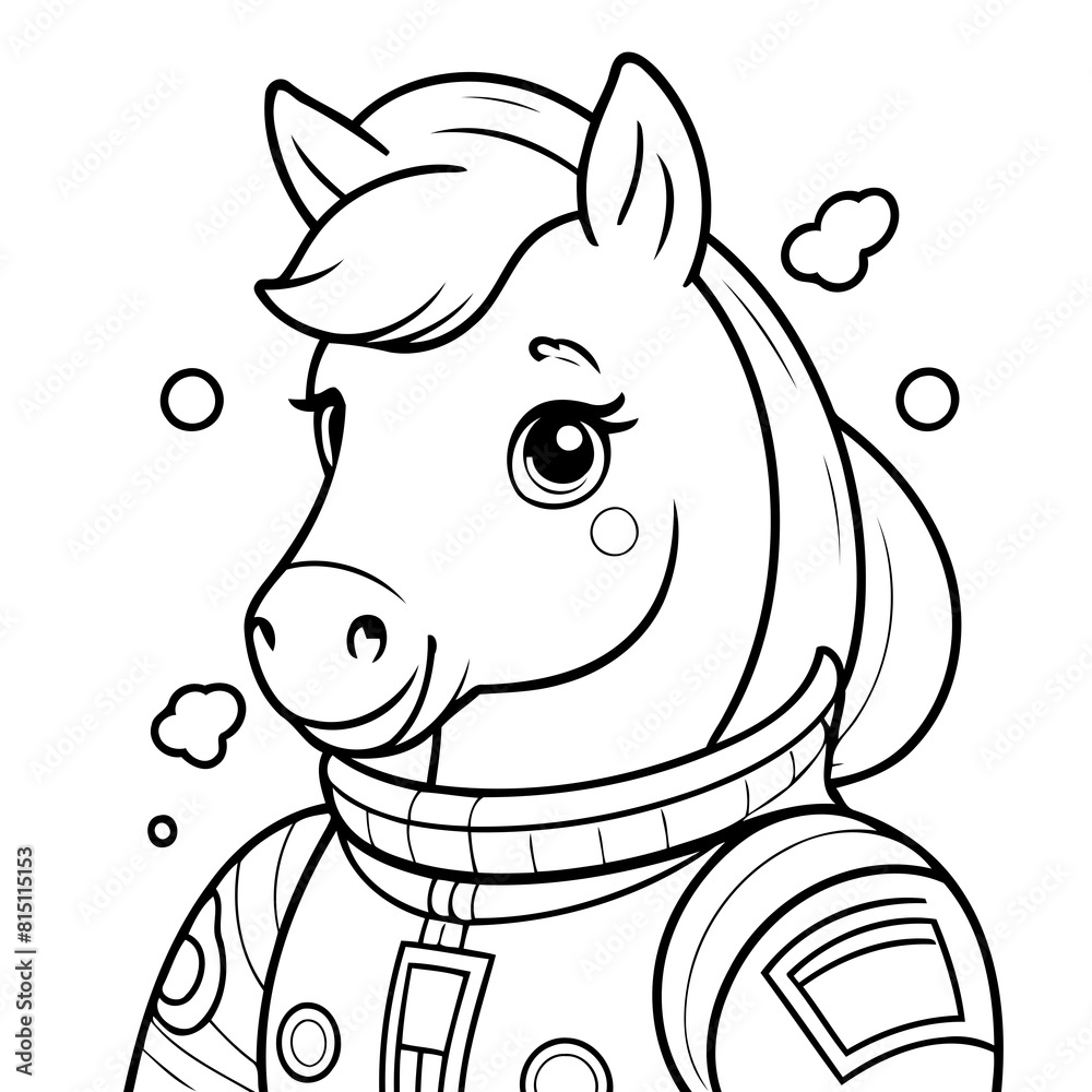 Simple vector illustration of Horse drawing for kids page Simple vector illustration of Horse drawing for kids page
