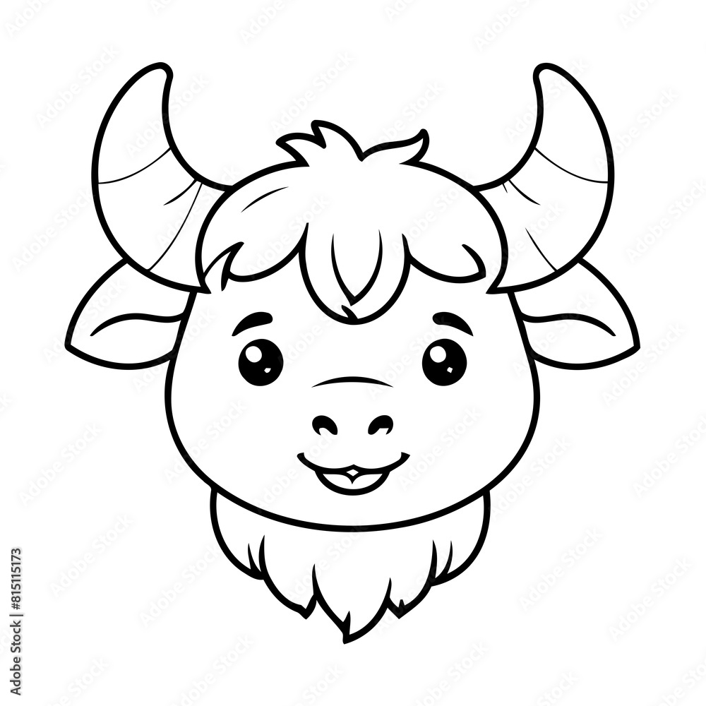 Simple vector illustration of Yak drawing for toddlers book Simple vector illustration of Yak drawing for toddlers book