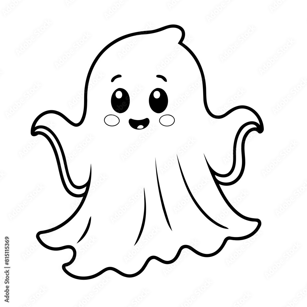 Cute vector illustration Ghost colouring page for kids Cute vector illustration Ghost colouring page for kids