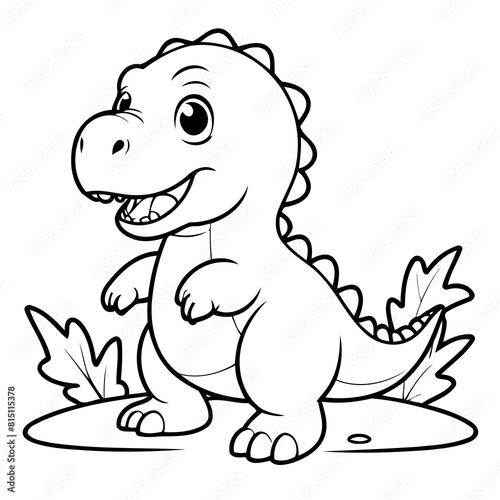 Simple vector illustration of TRex drawing for toddlers colouring page Simple vector illustration of TRex drawing for toddlers colouring page