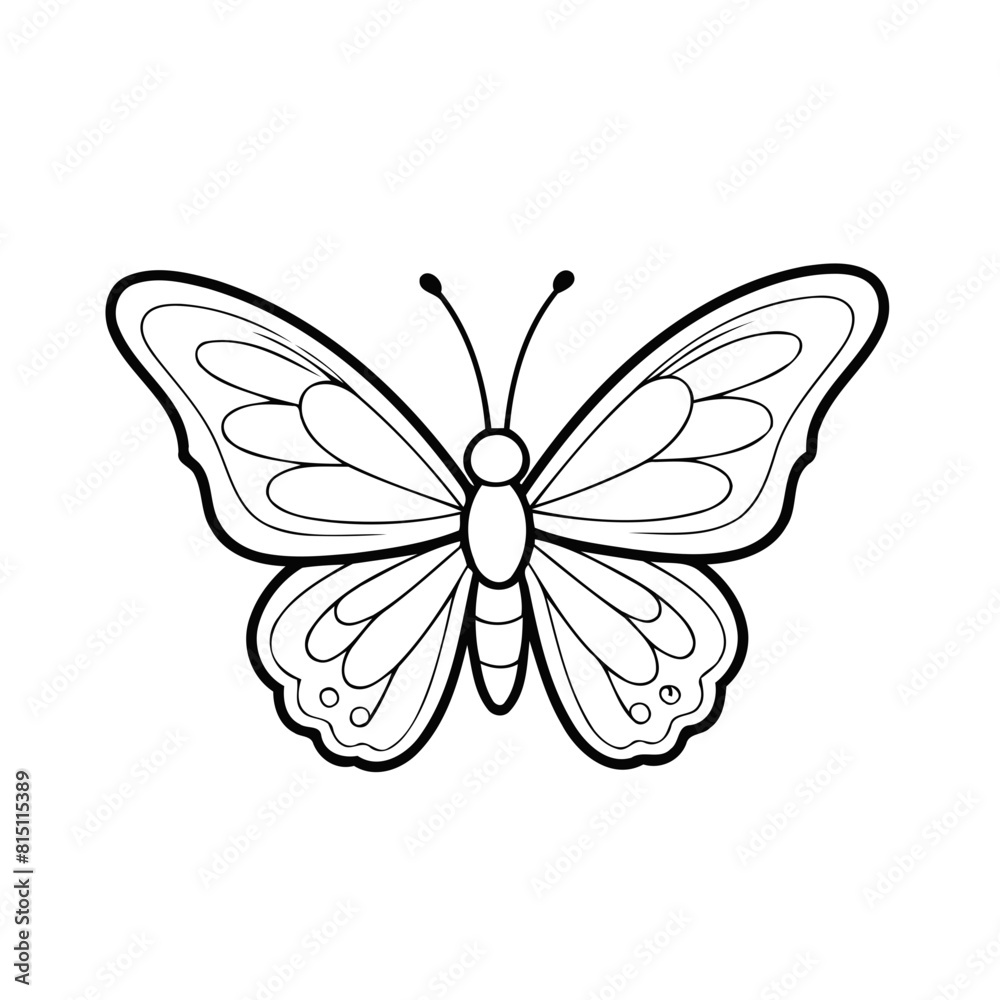 Vector illustration of a cute butterfly doodle drawing for kids page Vector illustration of a cute butterfly doodle drawing for kids page