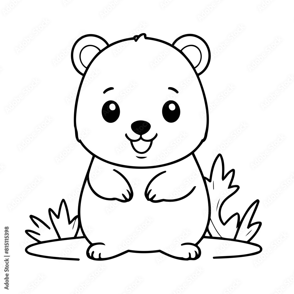 Cute vector illustration quokka drawing for children page