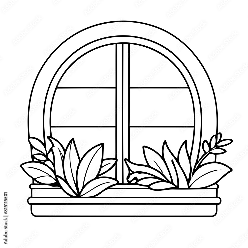 Simple vector illustration of window drawing for children page Simple vector illustration of window drawing for children page