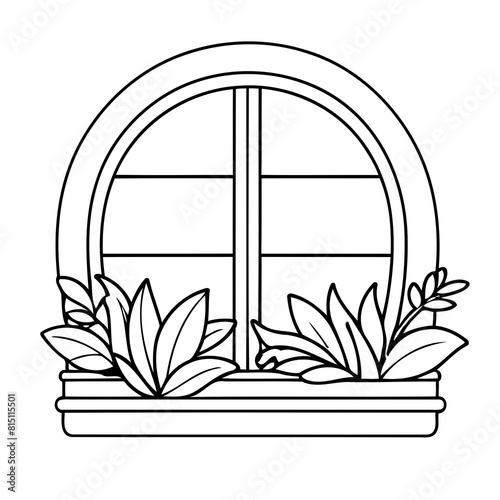 Simple vector illustration of window drawing for children page