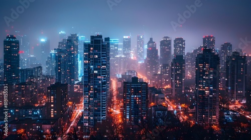 Nights Embrace A City Skyline in Tranquil Solitude photo