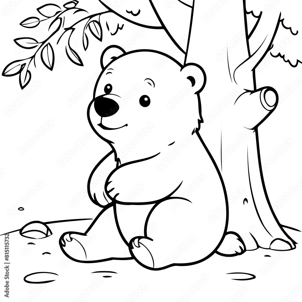 Vector illustration of a cute Polarbear drawing colouring activity Vector illustration of a cute Polarbear drawing colouring activity