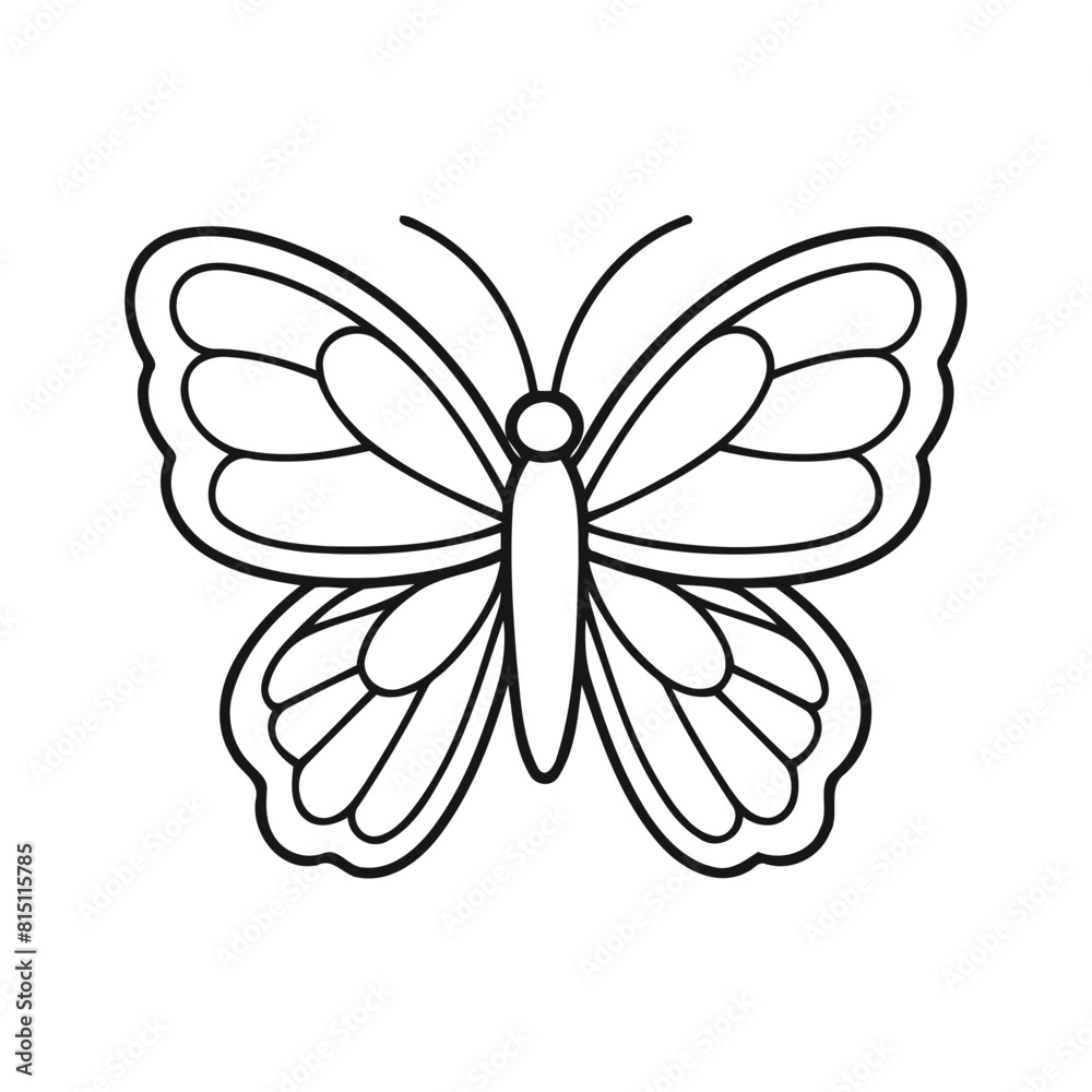 Vector illustration of a cute butterfly drawing for colouring page Vector illustration of a cute butterfly drawing for colouring page