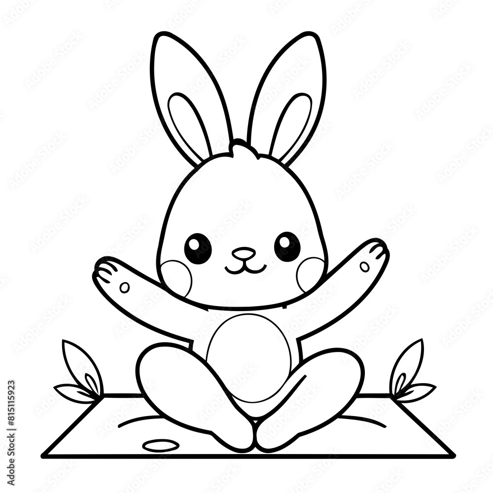 Cute vector illustration Bunny doodle black and white for kids page Cute vector illustration Bunny doodle black and white for kids page