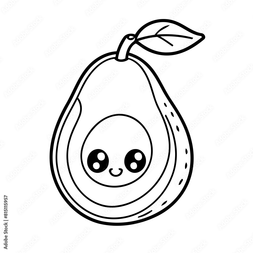 Obraz premium Cute vector illustration Avacado drawing for colouring page