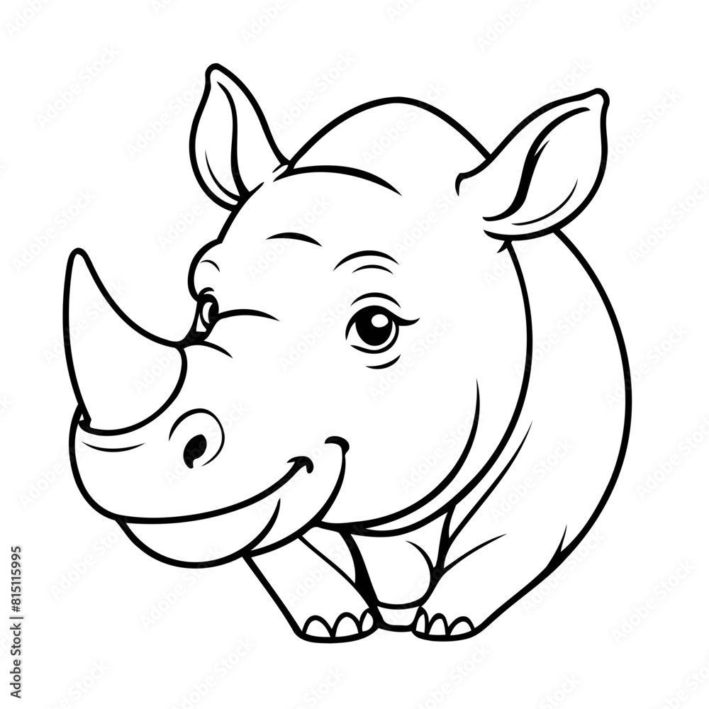 Cute vector illustration Rhino drawing for kids colouring page Cute vector illustration Rhino drawing for kids colouring page