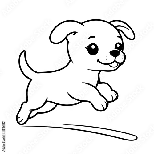 Cute vector illustration Puppy drawing for toddlers coloring activity