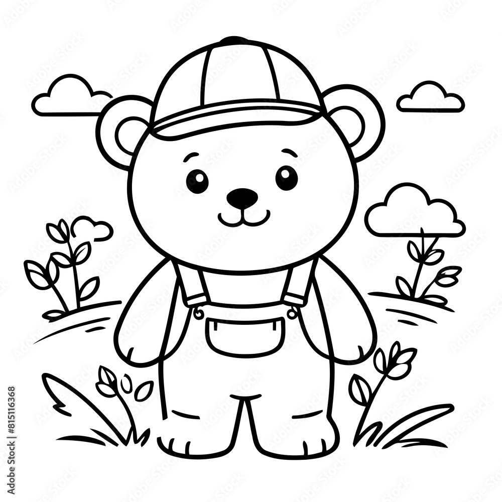 Obraz premium Cute vector illustration Bear for toddlers colouring page