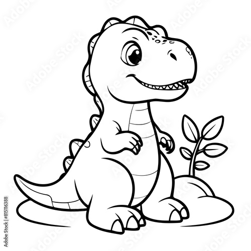 Simple vector illustration of TRex drawing colouring activity