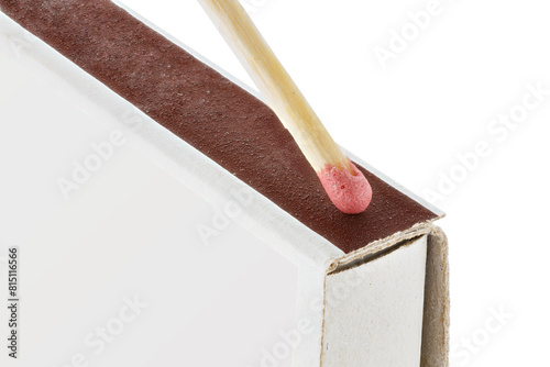 Box of matches isolated on white background. Full depth of field. Close-up