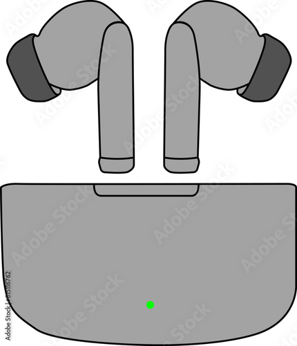 Wireless in ear headphones, vector graphic, graphic resources, high quality, object, technology, futuristic, unique, comfortable, original, volume, audio output, audio input