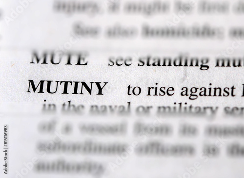 Tableau sur toile close up photo of the word mutiny