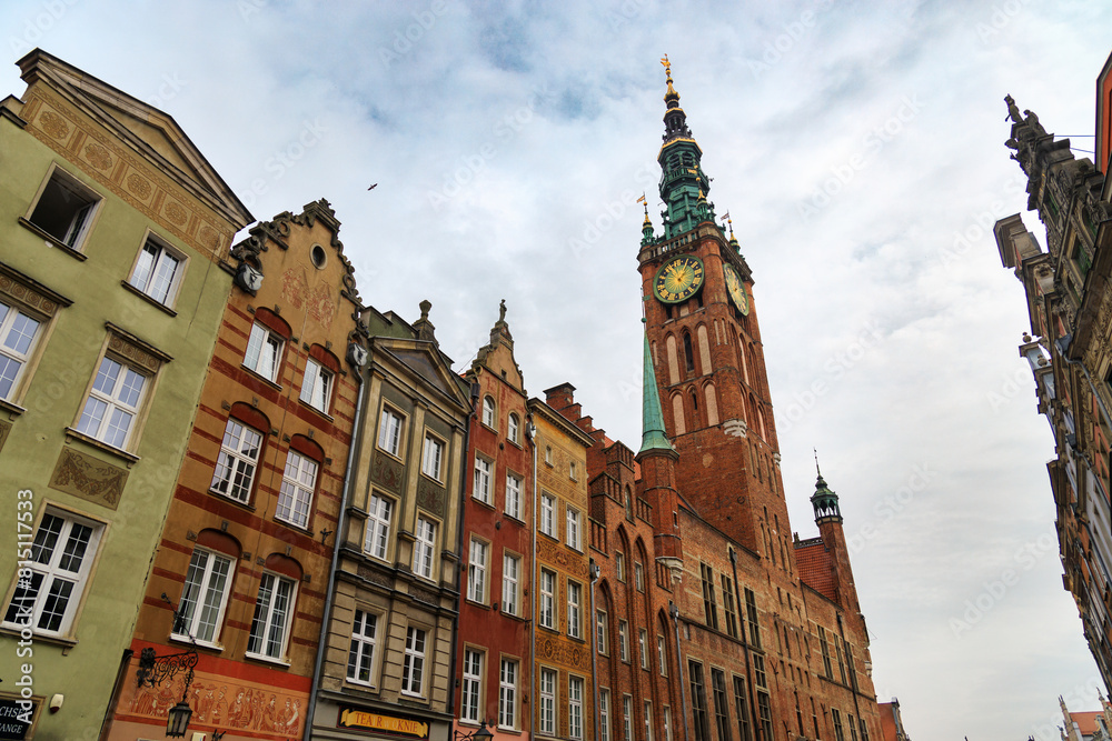 Obraz premium Clock tower in the old town of Gdansk, Poland