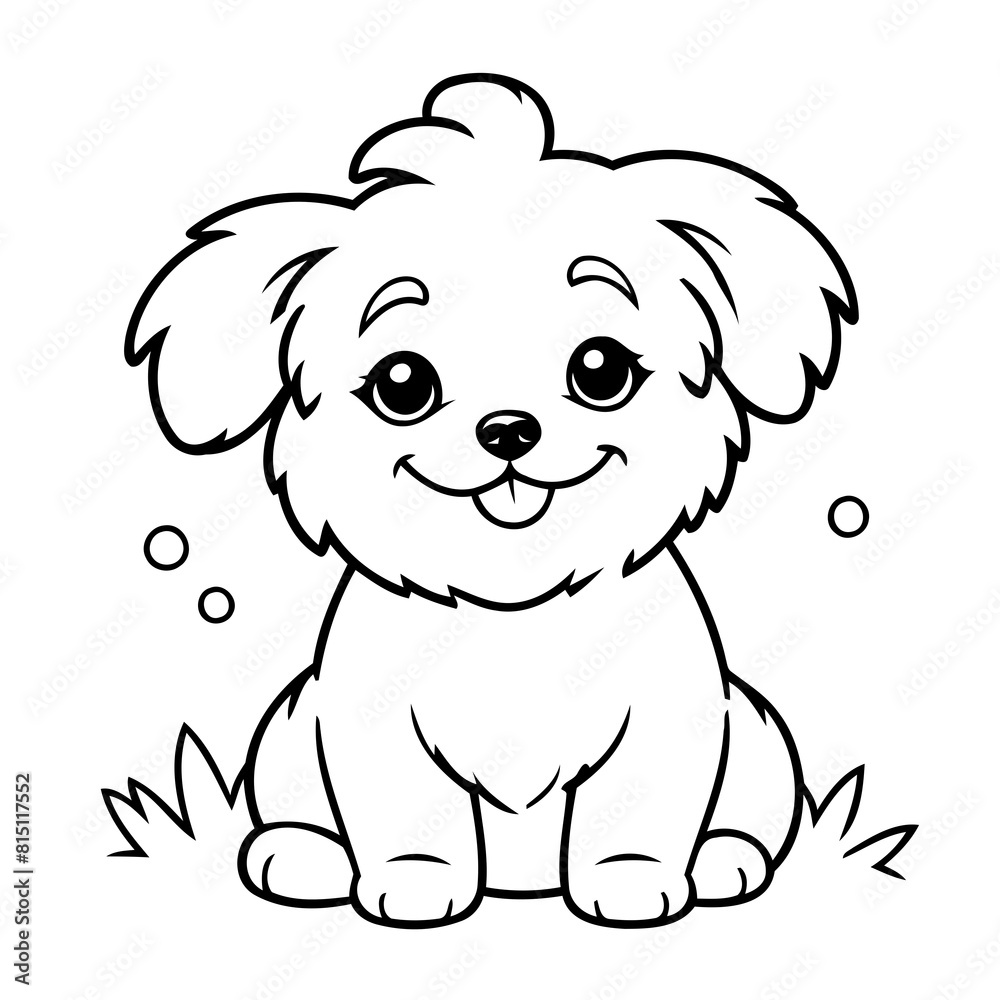 Cute vector illustration Havanese hand drawn for kids coloring page Cute vector illustration Havanese hand drawn for kids coloring page