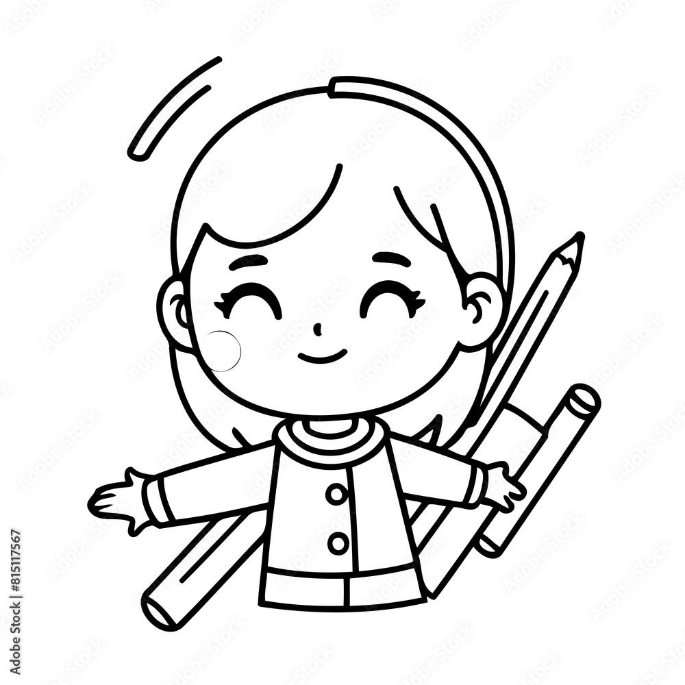 Vector illustration of a cute Artist drawing colouring activity Vector illustration of a cute Artist drawing colouring activity