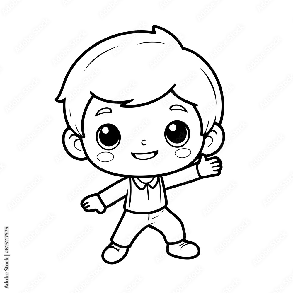 Cute vector illustration Boy for toddlers colouring page Cute vector illustration Boy for toddlers colouring page