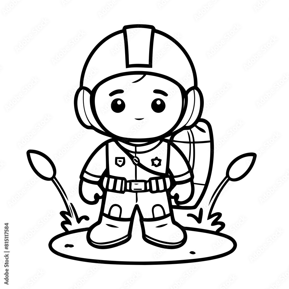 Simple vector illustration of Soilder hand drawn for toddlers Simple vector illustration of Soilder hand drawn for toddlers