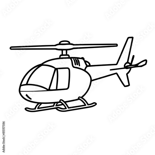 Cute vector illustration helicopter doodle black and white for kids page