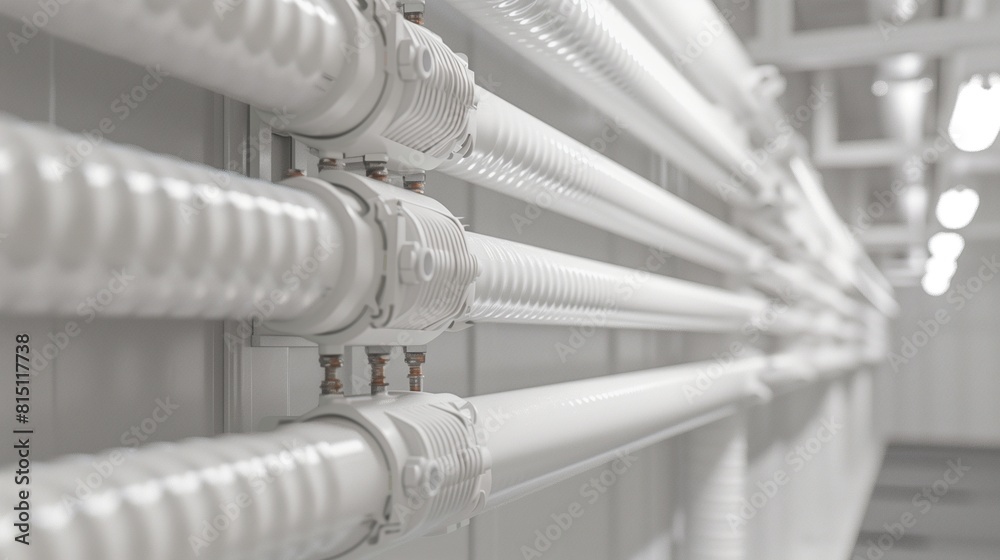 White Insulated Electrical Conduit System, Highlighting Industrial Safety Standards White Insulated Electrical Conduit System, Highlighting Industrial Safety Standards