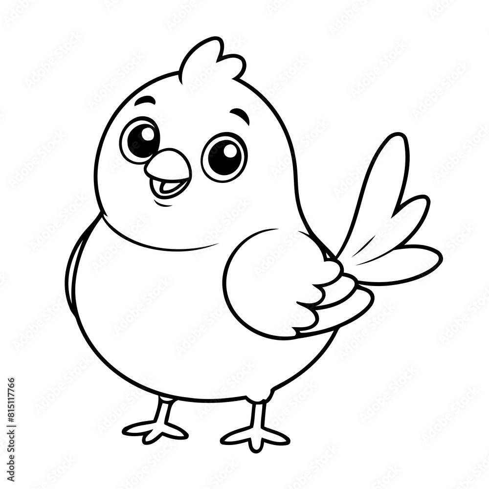 Cute vector illustration Bird drawing for toddlers colouring page Cute vector illustration Bird drawing for toddlers colouring page