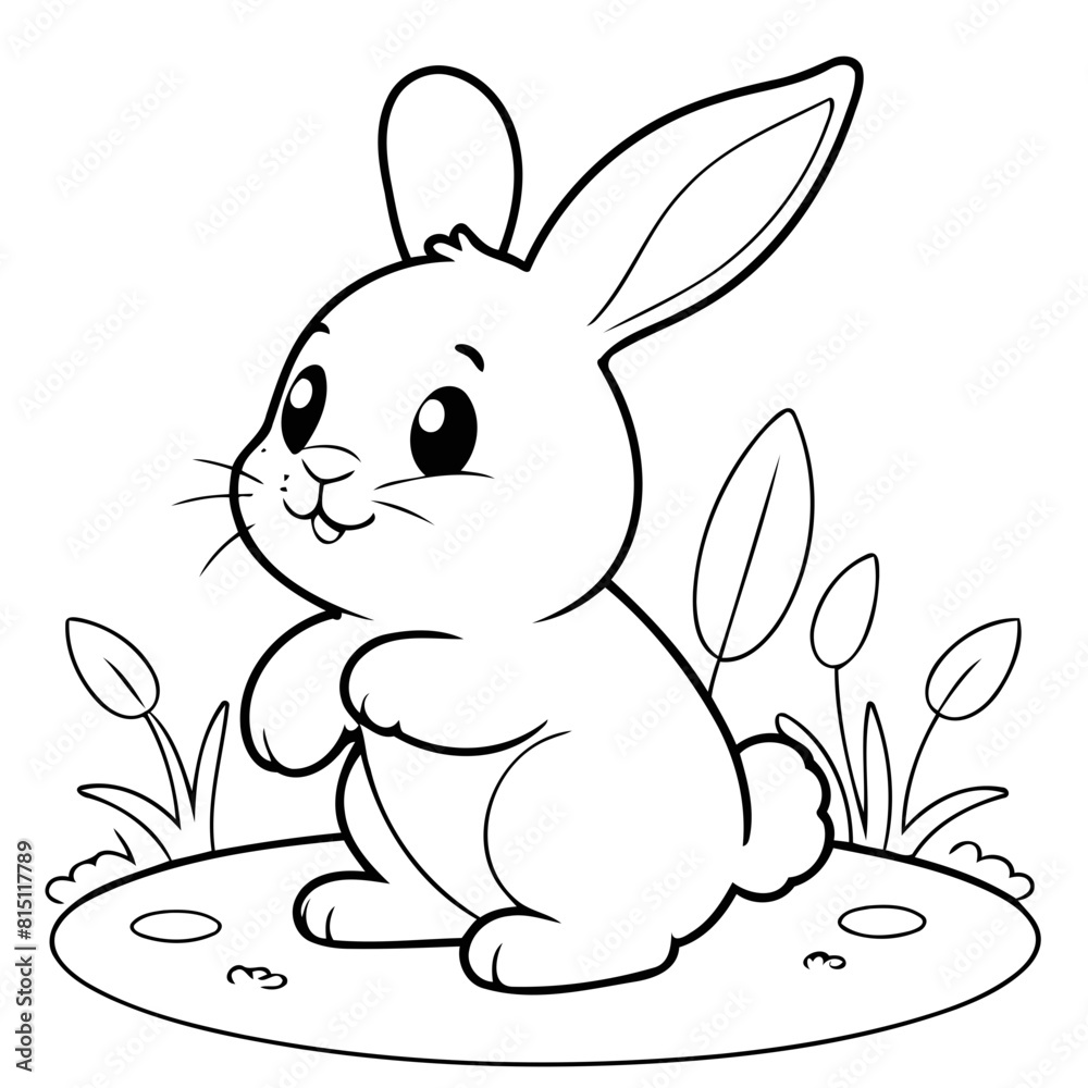 Vector illustration of a cute rabbit drawing for children page Vector illustration of a cute rabbit drawing for children page