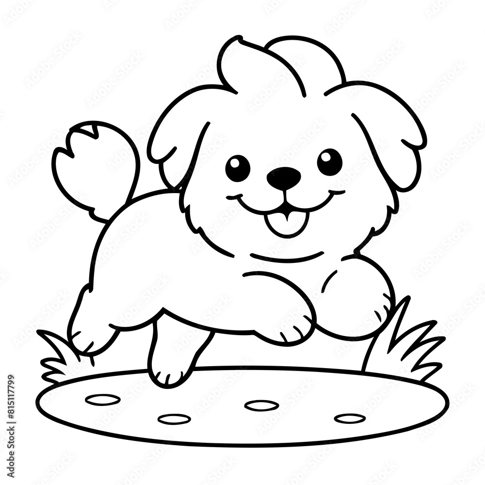 Vector illustration of a cute Havanese drawing for children page Vector illustration of a cute Havanese drawing for children page