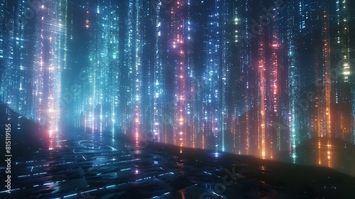 Electric Matrix: Modern Cyberpunk Landscape with Neon Prisms