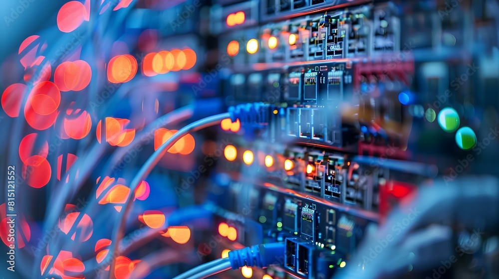 Server room. Network equipment and cables. Server room. Network equipment and cables.