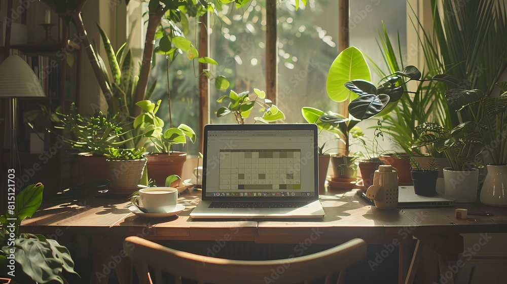workspace with laptop and many houseplants near the window workspace with laptop and many houseplants near the window
