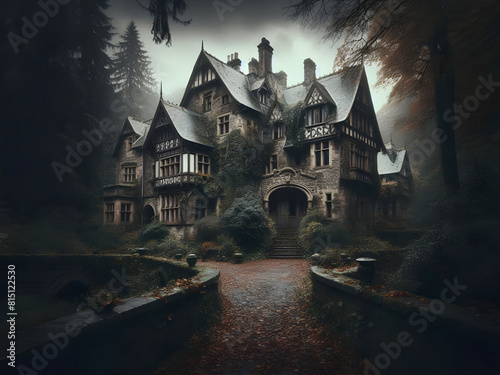 Abandoned and mysterious manor photo