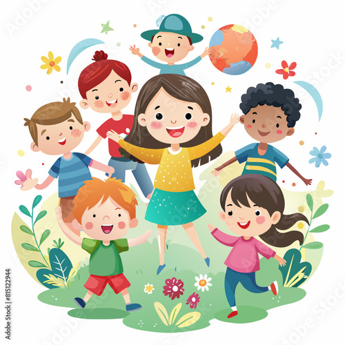 Happy world childrens day illustration 