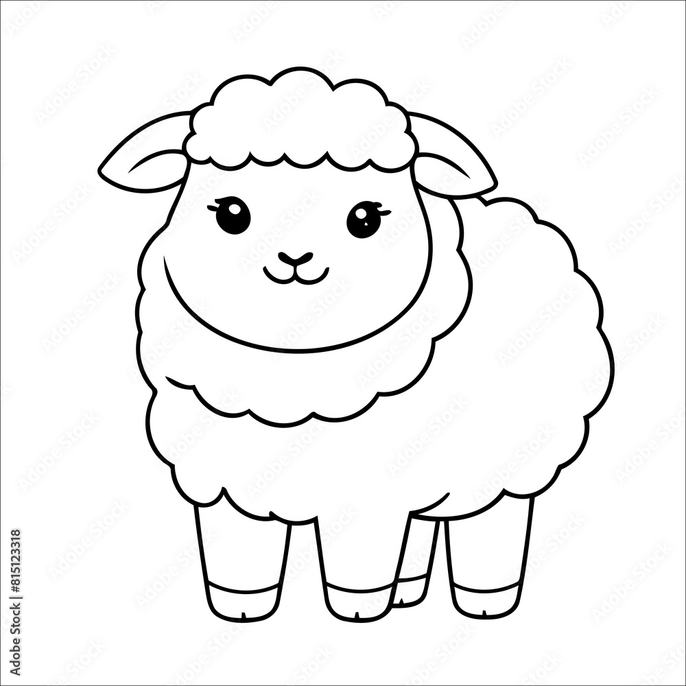 Obraz premium Sheep Coloring Page Drawing For Kids