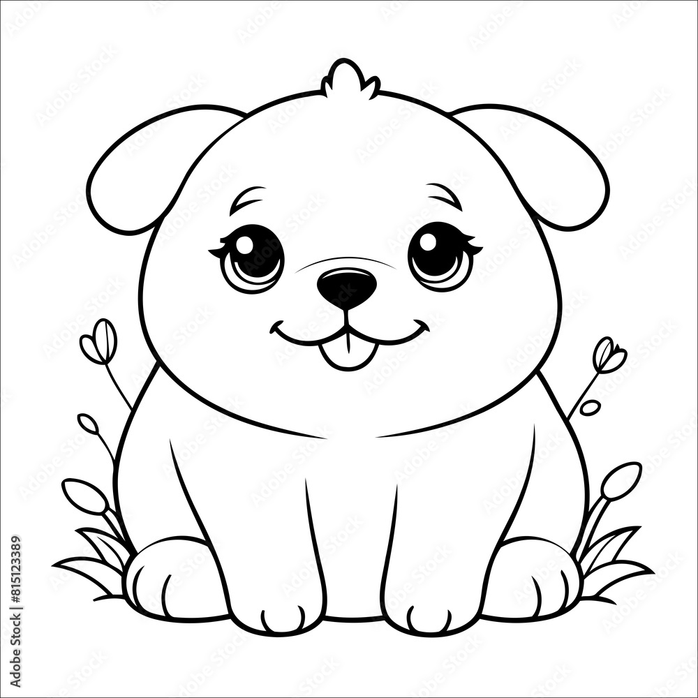Obraz premium Puppy Coloring Page Drawing For Kids