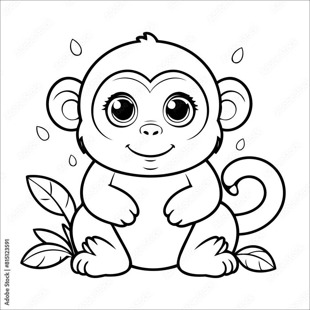 Obraz premium Monkey Coloring Page Drawing For Children