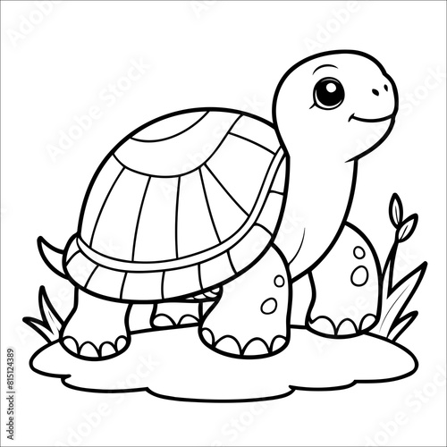 Cute Turtle Coloring Page For Toddlers
