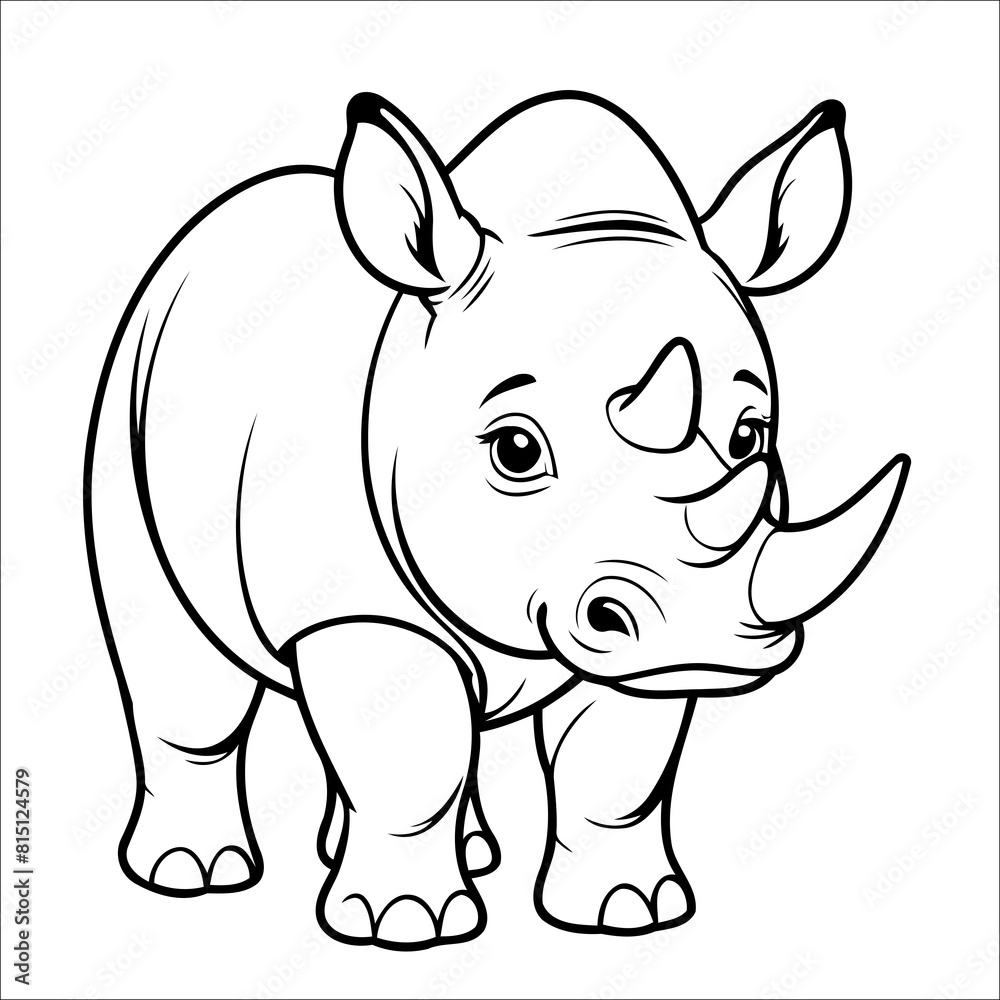 Fototapeta premium Cute Rhino Coloring Page For Toddlers
