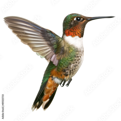 A hummingbird in flight, wings outstretched, against a Png background, a Hummingbird isolated on transparent background