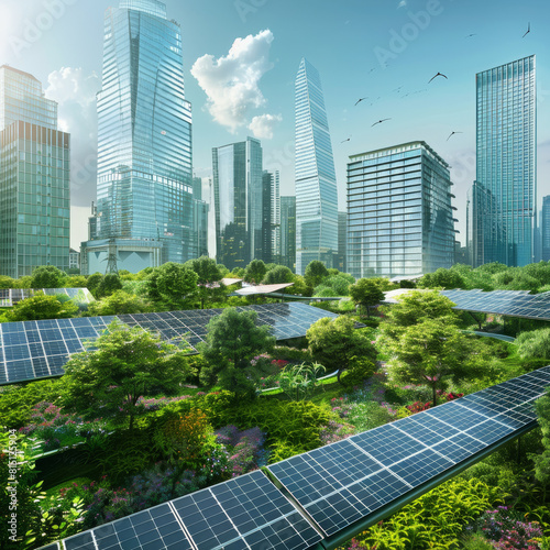 Sustainable Cityscape with Solar Energy Integration © vasavat