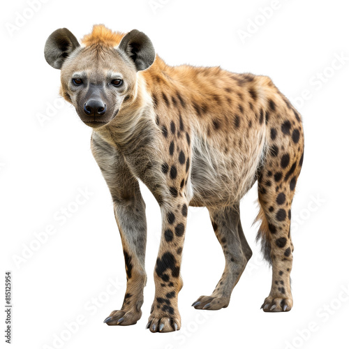 A hyena standing in front of a plain Png background, a hyena isolated on transparent background