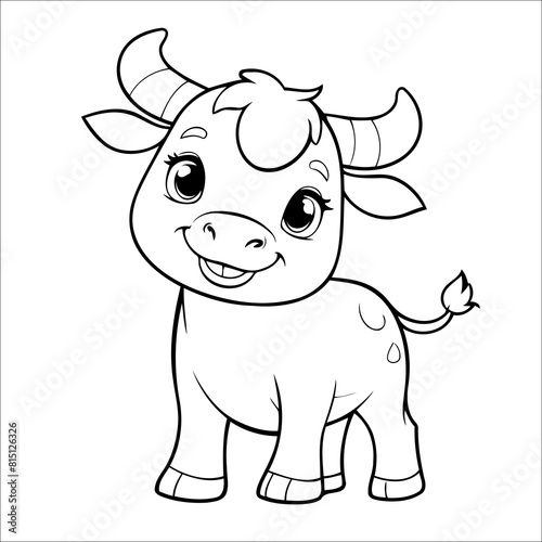 Cute Bull Coloring Book For Kids