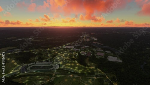Dusk aerial view of Martinsville Speedway in Ridgeway - Virginia. United States photo