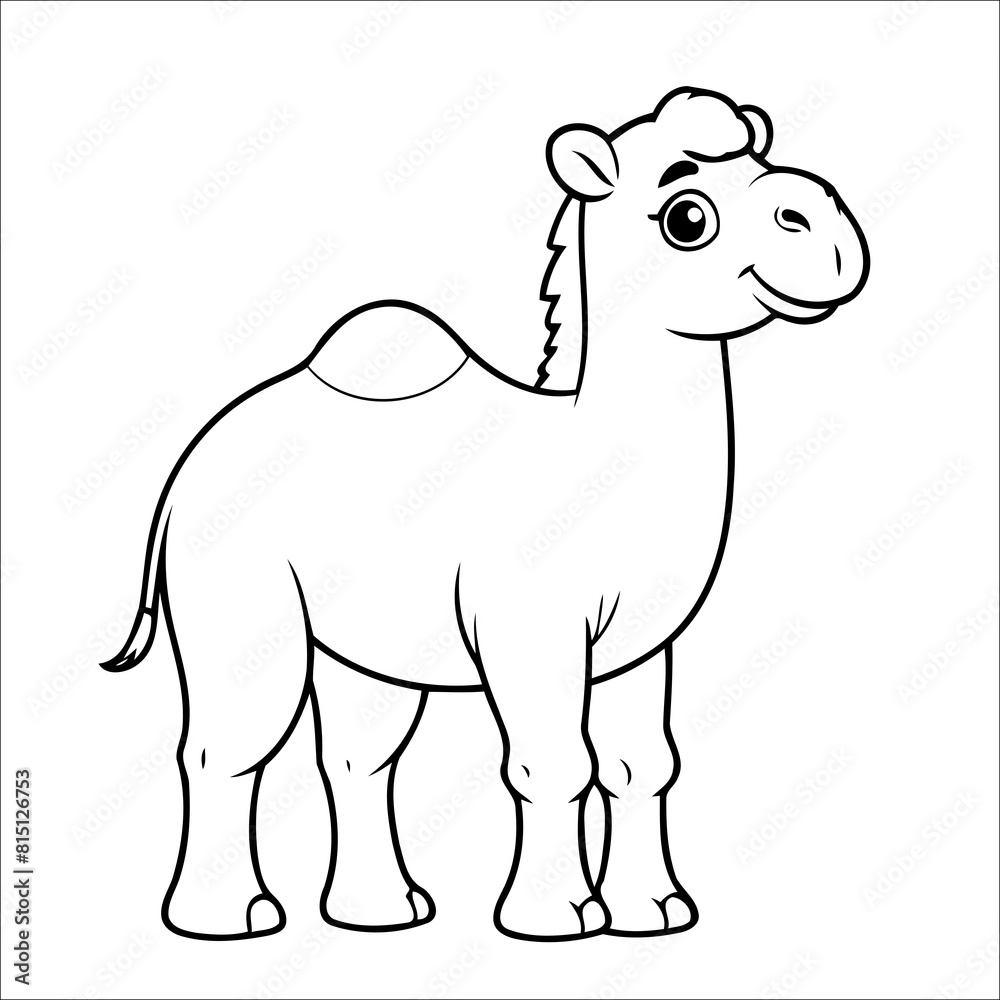 Fototapeta premium Camel Coloring Page Drawing For Children