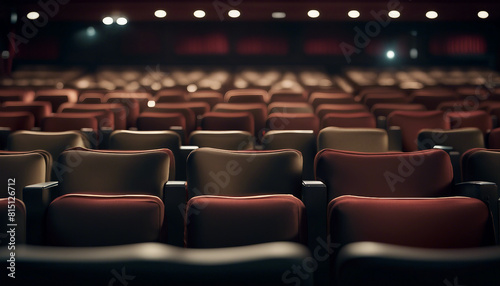 Empty movie theater seats with fabric photo