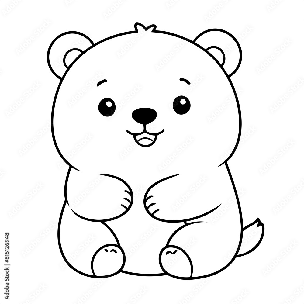 Fototapeta premium Bear Coloring Page Drawing For Kids