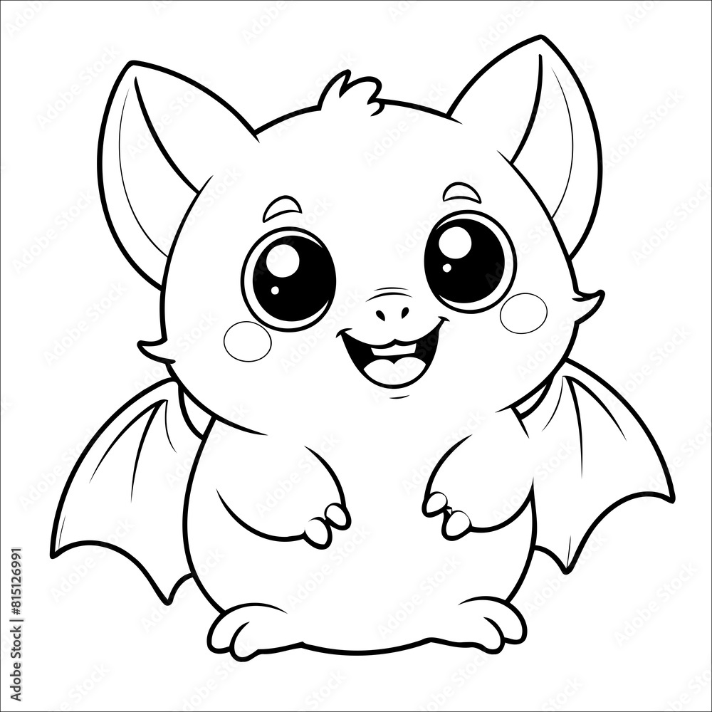Fototapeta premium Bat Coloring Page Drawing For Children
